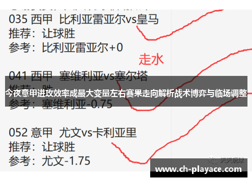今夜意甲进攻效率成最大变量左右赛果走向解析战术博弈与临场调整 今夜意甲进攻效率成最大变量左右赛果走向解析战术博弈与临场调整